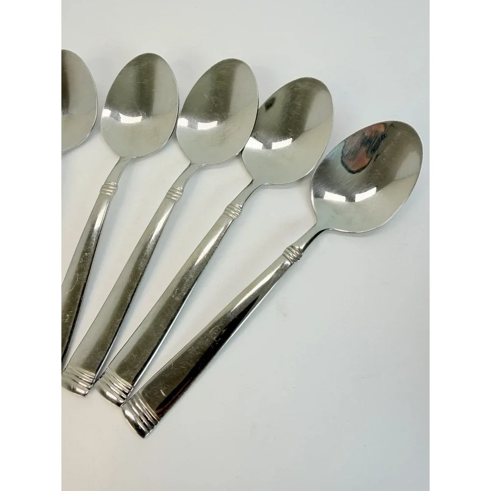 Wallace Napoli 18/10 Stainless Steel Teaspoons Set of 8 Glossy Silver